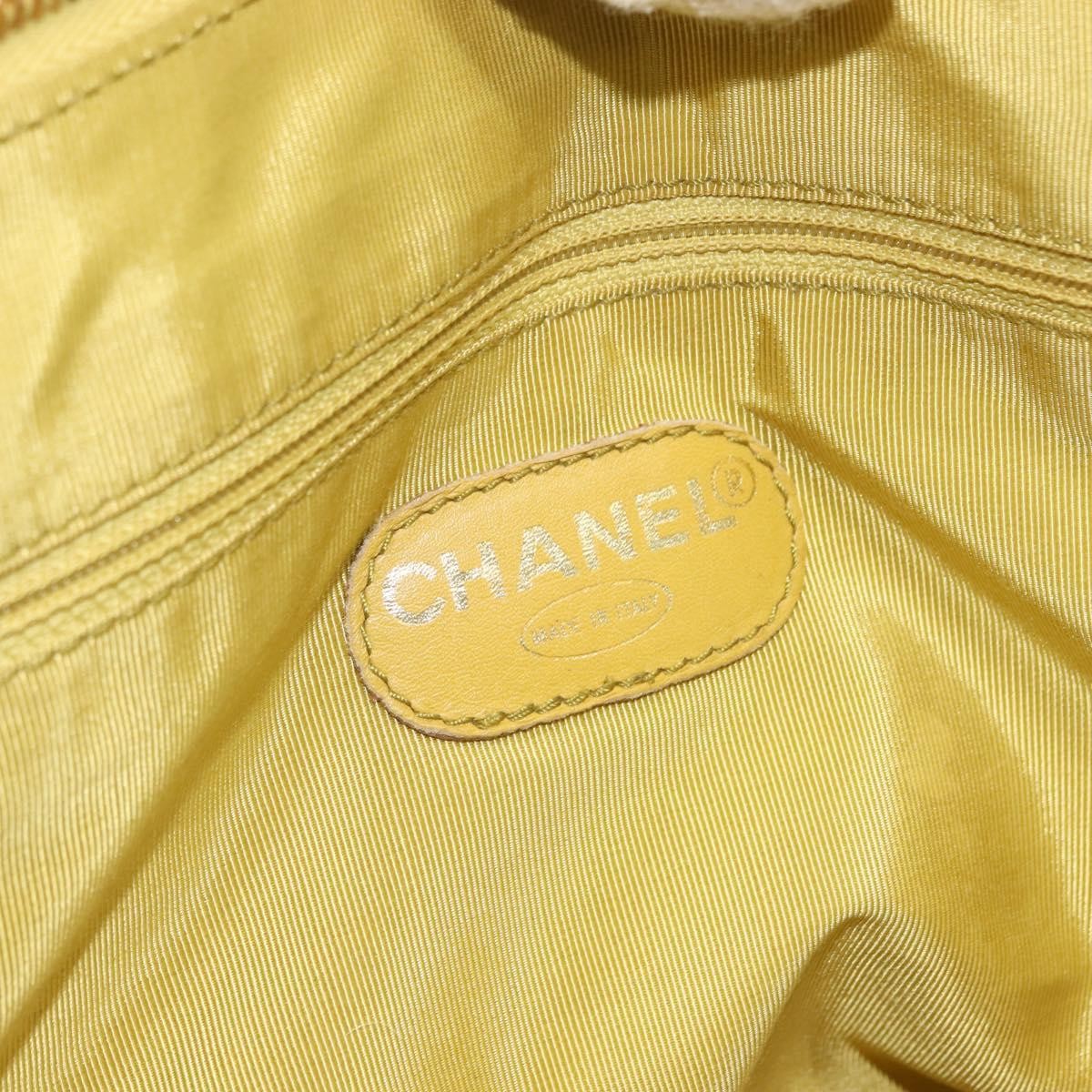 Chanel Vintage Logo Chain Tote Caviar, YELLOW, LEATHER, Tote bag