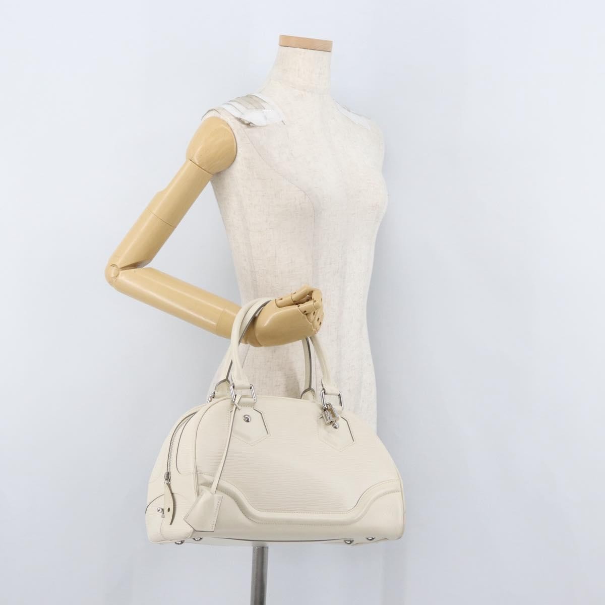 Louis Vuitton Montaigne Bowling Bag Epi Leather, WHITE, LEATHER, Handbag
