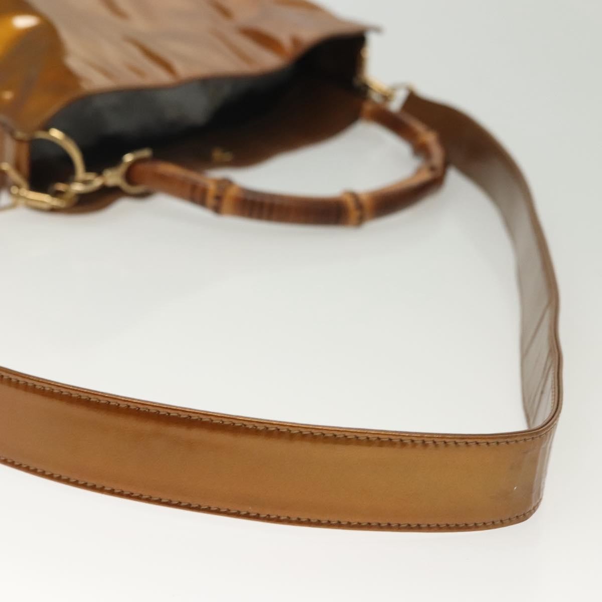 Gucci Vintage Bamboo Handle Bag Patent leather, GOLD, PATENT_LEATHER, Handbag