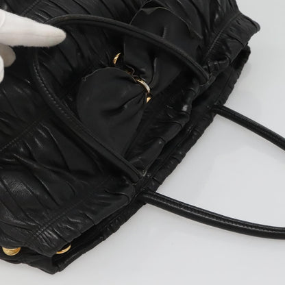 Prada Gaufre Ribbon handbag Leather, BLACK, LEATHER, Tote bag
