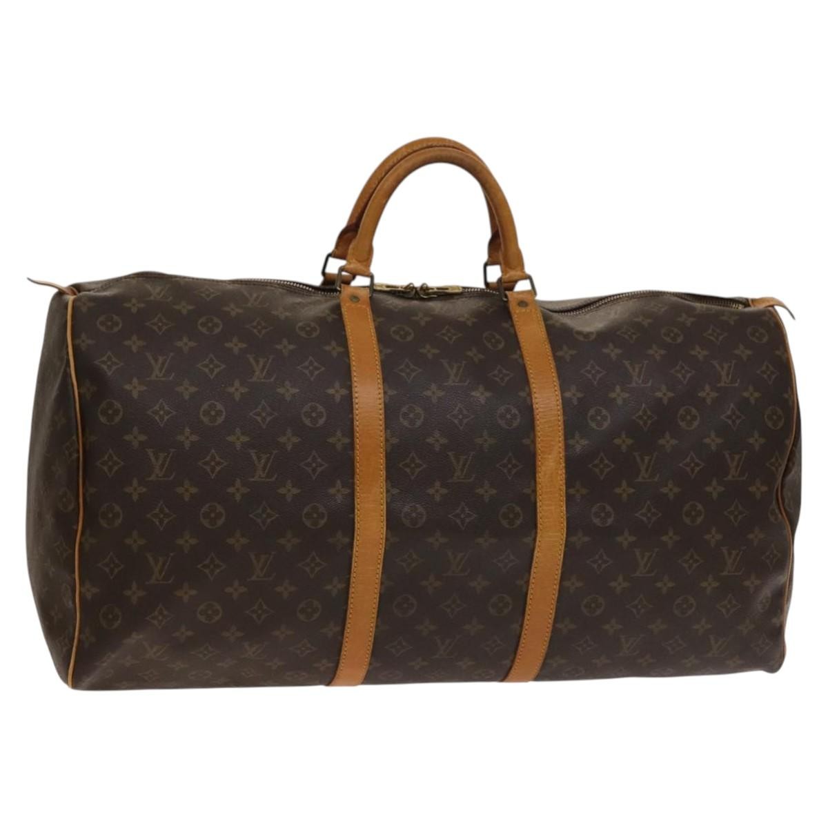 Louis Vuitton Keepall Bag Monogram Canvas, BROWN, CANVAS, Travel bag