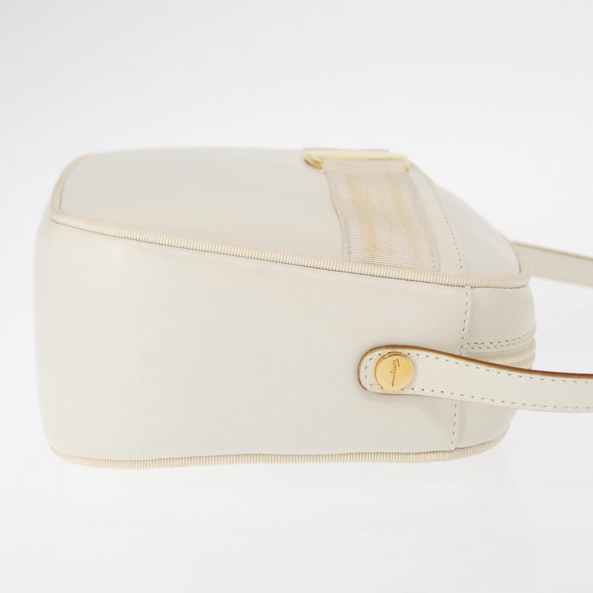 Salvatore Ferragamo Vala Shoulder Bag Leather, WHITE, LEATHER, Shoulder bag