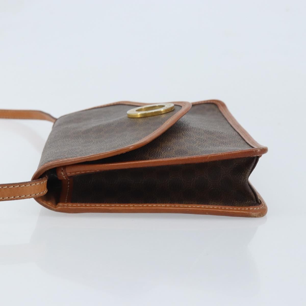 Celine Vintage Macadam Circle Logo Shoulder Bag Canvas and Leather, Brown, Canvas, Shoulder Bag