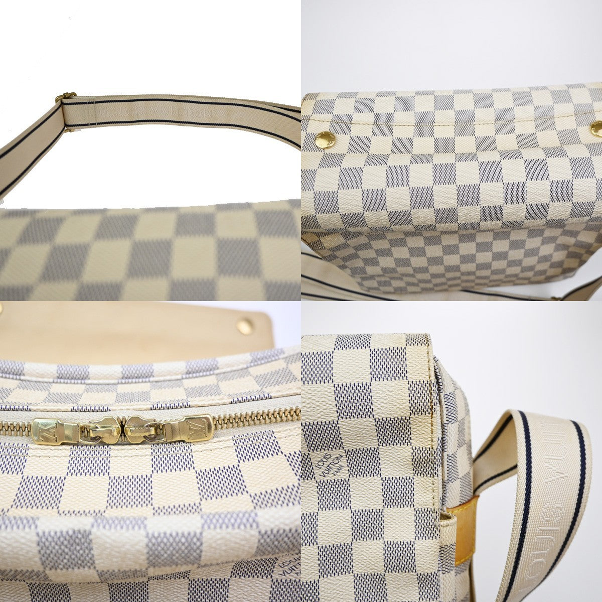 Louis Vuitton Naviglio Handbag Damier, WHITE, CANVAS, Shoulder bag