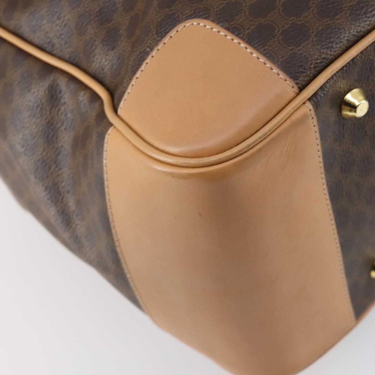 Celine Vintage Duffle Bag Macadam Coated Canvas, BROWN, PVC, Travel bag