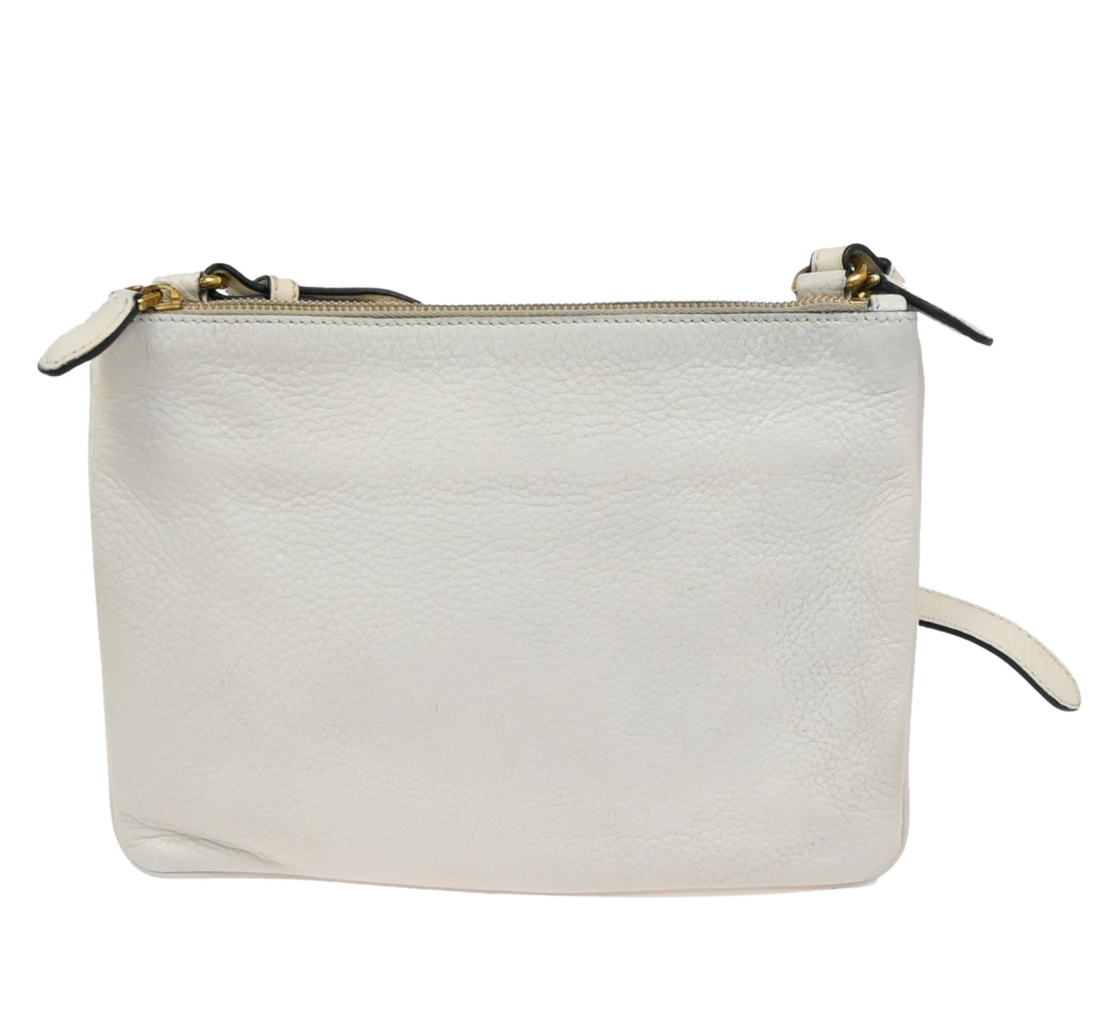 Prada Double Zip Crossbody Bag Vitello Daino, WHITE, LEATHER, Shoulder bag
