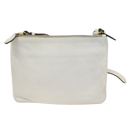 Prada Double Zip Crossbody Bag Vitello Daino, WHITE, LEATHER, Shoulder bag