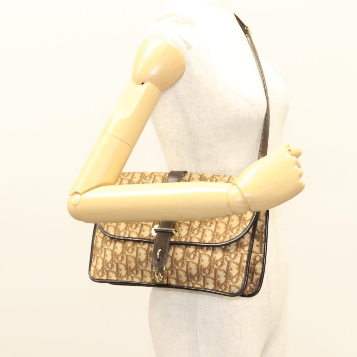 Christian Dior Vintage Trotter Shoulder Bag Canvas, BROWN, CANVAS, Shoulder bag