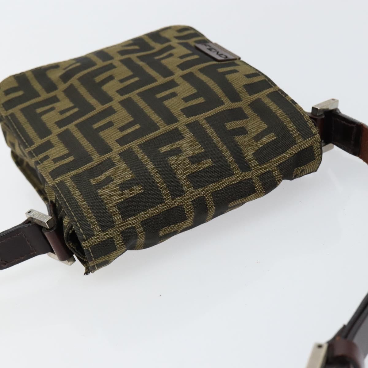 Fendi Flat Messenger Bag Zucca Canvas, BROWN, CANVAS, Shoulder bag