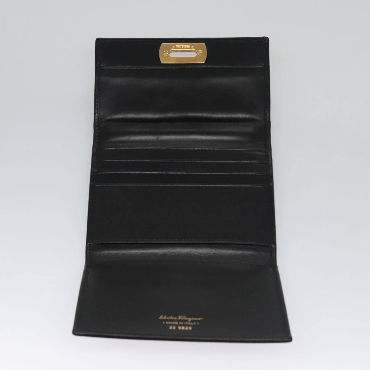 Salvatore Ferragamo Gancini Flap Wallet Leather, BLACK, LEATHER, Wallets