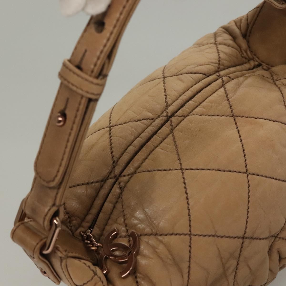 Chanel Vintage Wild Stitch Zip Shoulder Bag Quilted Lambskin, BROWN, LEATHER, Shoulder bag