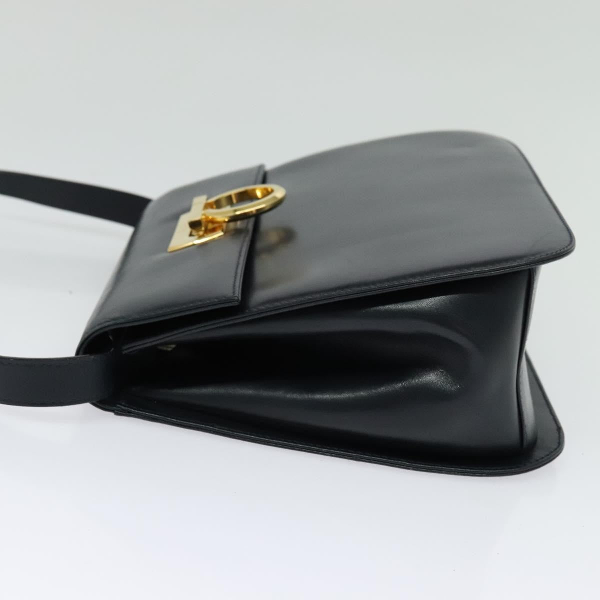 Salvatore Ferragamo Gancini Shoulder Bag Leather, NAVY, LEATHER, Shoulder bag