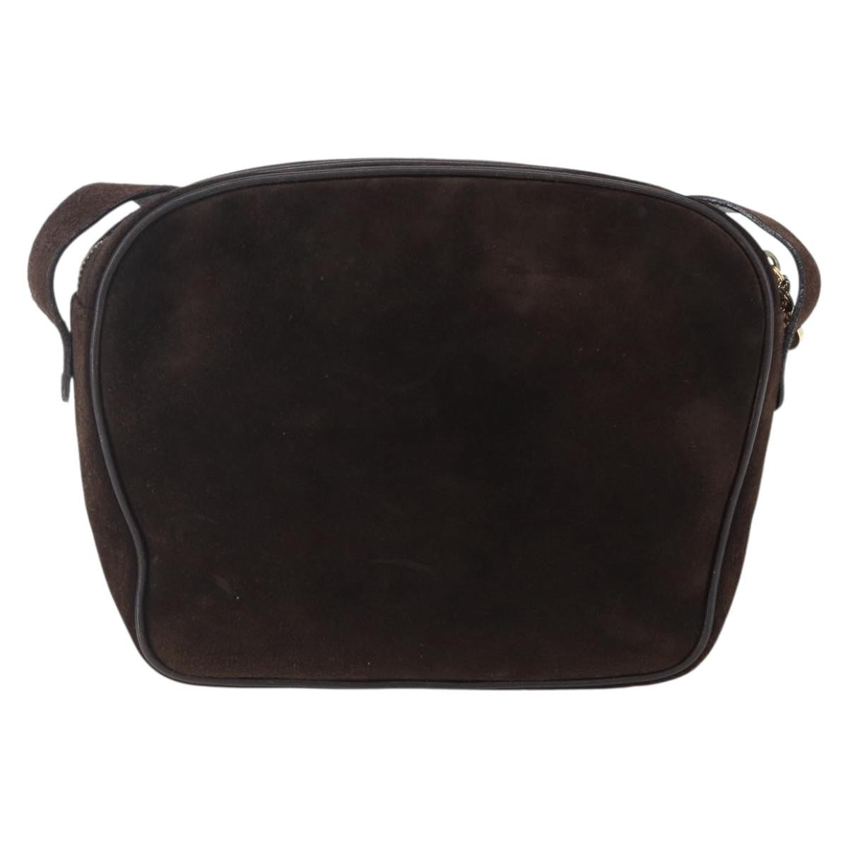 Salvatore Ferragamo Gancini Shoulder Bag Suede, BROWN, SUEDE, Shoulder bag