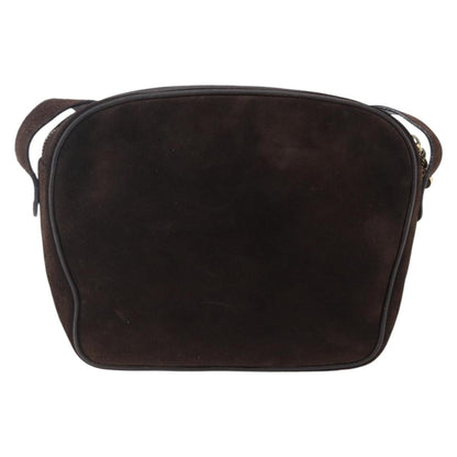 Salvatore Ferragamo Gancini Shoulder Bag Suede, BROWN, SUEDE, Shoulder bag