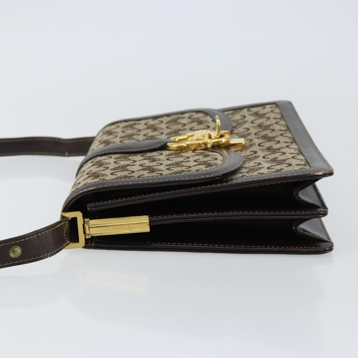 Celine C Sulky Shoulder bag Canvas and Leather, BROWN, CANVAS, Shoulder bag