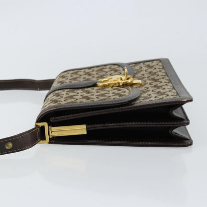 Celine C Sulky Shoulder bag Canvas and Leather, BROWN, CANVAS, Shoulder bag
