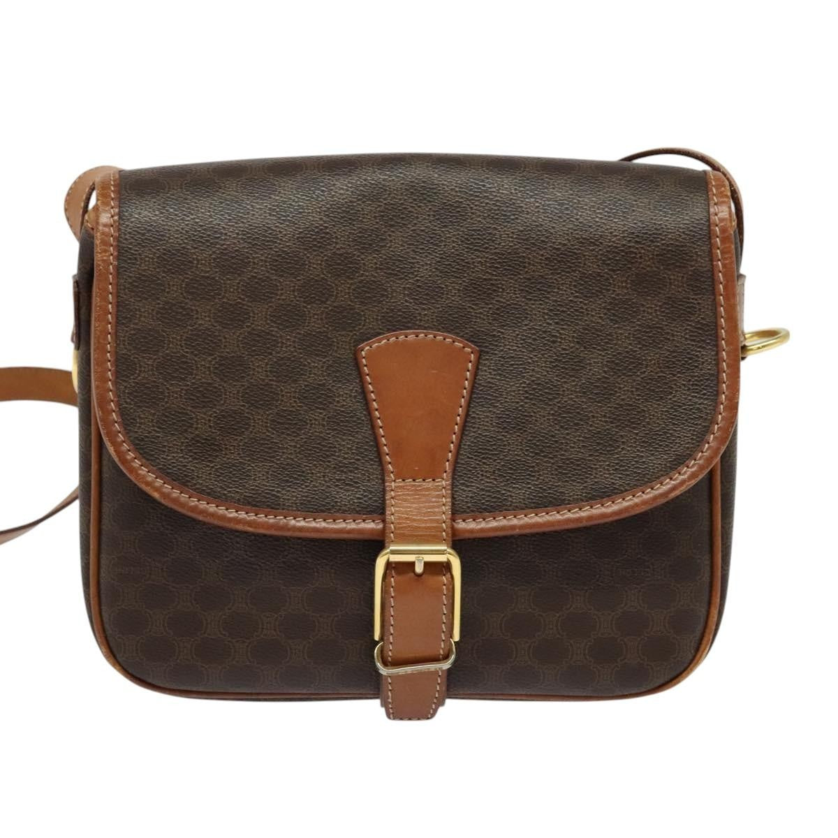 Celine Macadam Shoulder Bag PVC Leather, BROWN, CANVAS, Shoulder bag