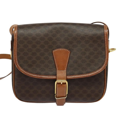 Celine Macadam Shoulder Bag PVC Leather, BROWN, CANVAS, Shoulder bag