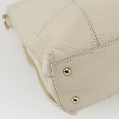 Salvatore Ferragamo Gancini handbag Leather, WHITE, LEATHER, Handbag