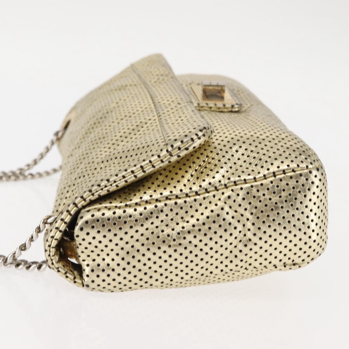 Chanel Drill Flap Bag Perforated Leather, GOLD, LEATHER, Handbag