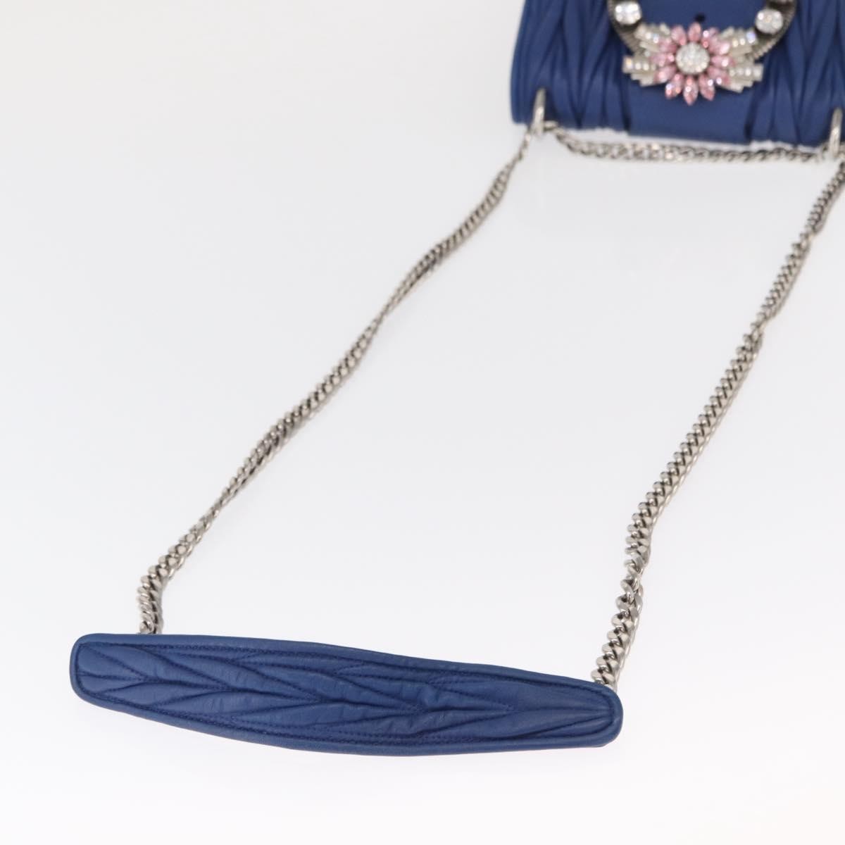 Miu Miu Madras Crystal Buckle Shoulder Bag Matelasse Leather, BLUE, LEATHER, Shoulder bag