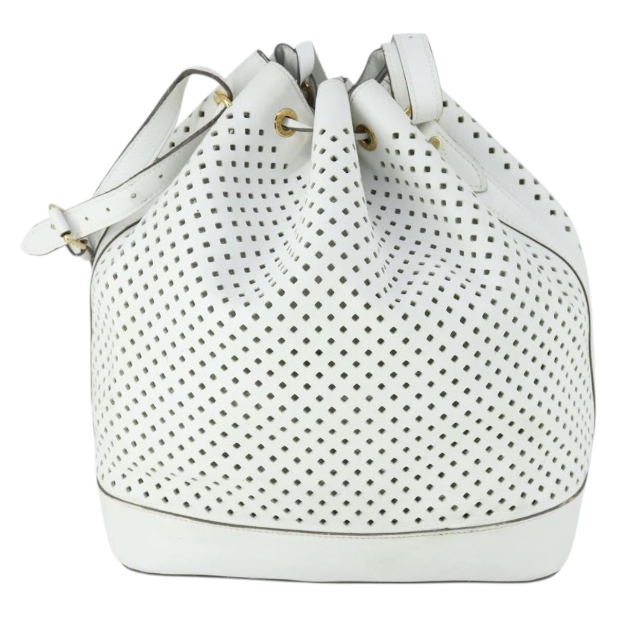 Louis Vuitton Flore Noe Handbag Perforated Leather, WHITE, LEATHER, Shoulder bag