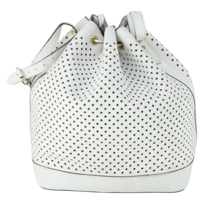 Louis Vuitton Flore Noe Handbag Perforated Leather, WHITE, LEATHER, Shoulder bag