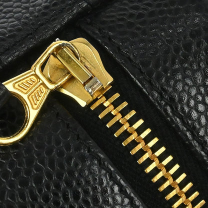 Chanel Vintage Timeless Cosmetic Case Caviar, Black, Leather, Clutch
