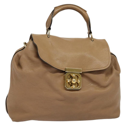 Chloe Elsie Convertible Satchel Leather, BEIGE, LEATHER, Handbag