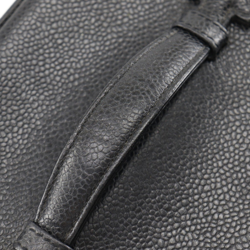 Chanel Vintage Timeless Cosmetic Case Caviar, BLACK, LEATHER, Toiletry Case