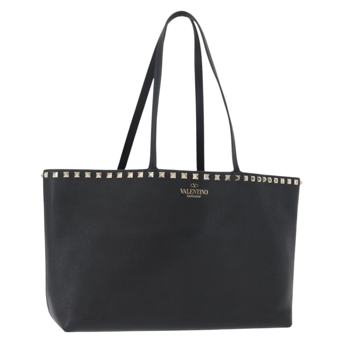 Valentino Garavani Rockstud Shopper Tote Leather, BLACK, LEATHER, Tote bag