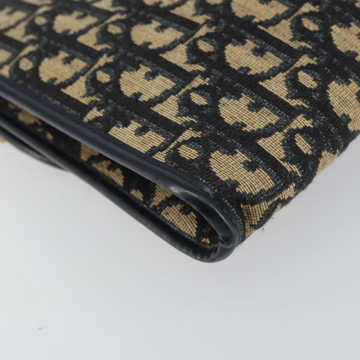 Christian Dior Vintage CD Chain Flap Shoulder Bag Diorissimo Canvas, NAVY, CANVAS, Shoulder bag