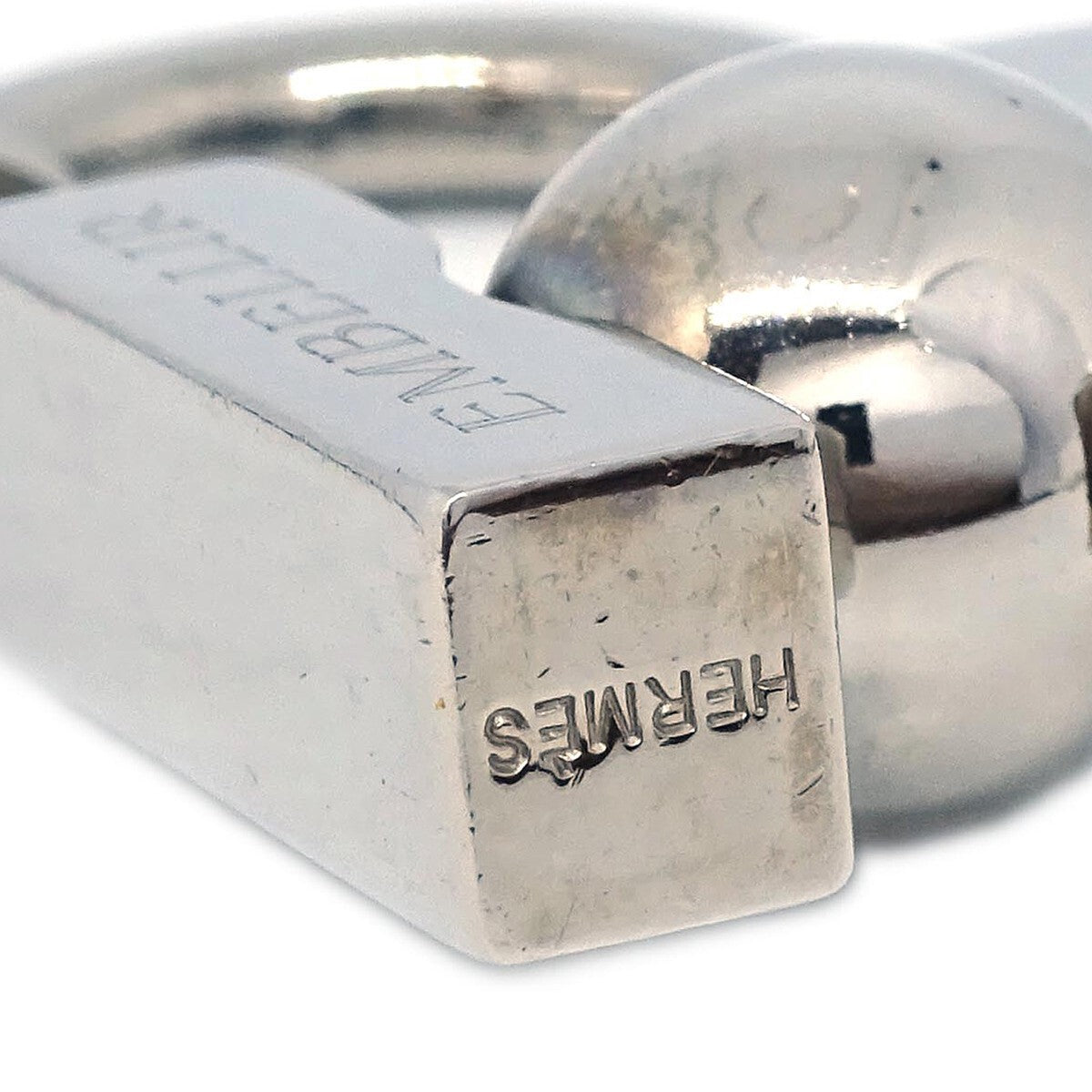 Hermes LHomme Peut Embellir La Terre Cadena Lock Charm Metal, SILVER, SILVER_PLATED, Charms and Keychains