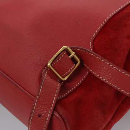 Gucci Vintage Bamboo Backpack Suede and Leather, Red, Suede, Backpack