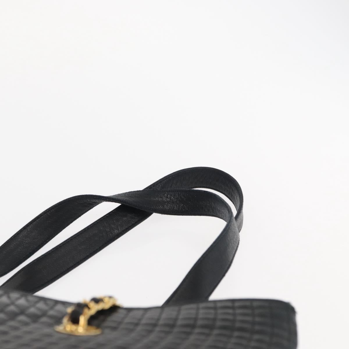 Bally Vintage Tote Bag Quilted Leather, Black, Leather, Tote Bag