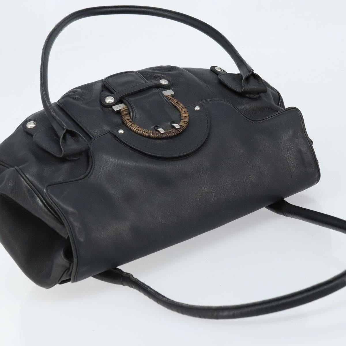 Salvatore Ferragamo Gancini handbag Leather, BLACK, LEATHER, Handbag