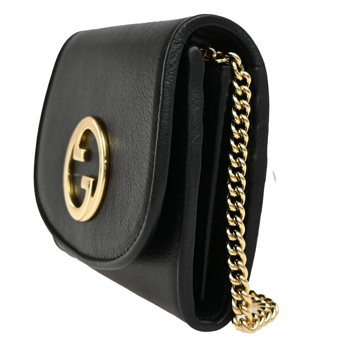 Gucci Blondie NM Chain Flap Bag Leather, BLACK, LEATHER, Shoulder bag