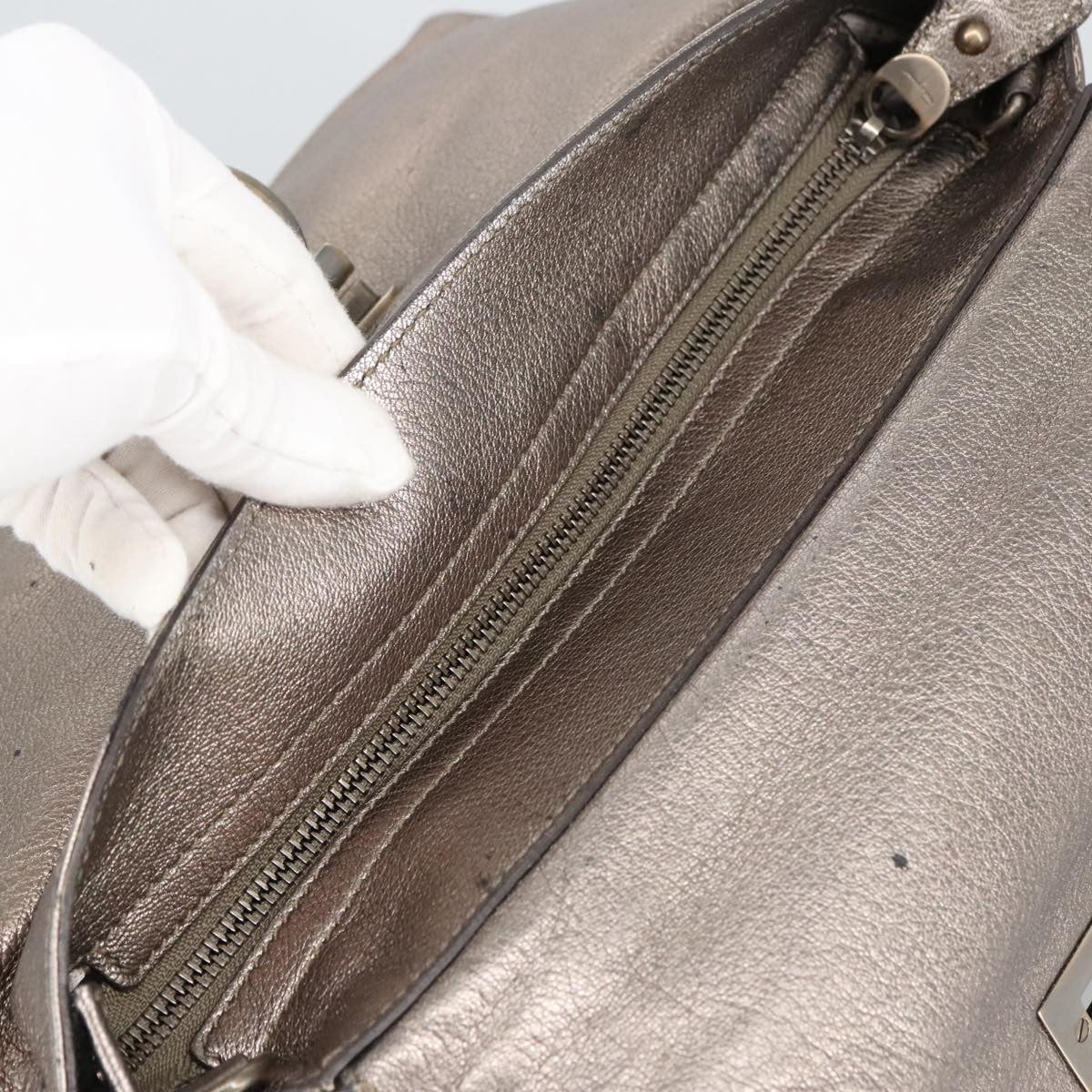 Salvatore Ferragamo Sofia Satchel Leather, SILVER, LEATHER, Handbag