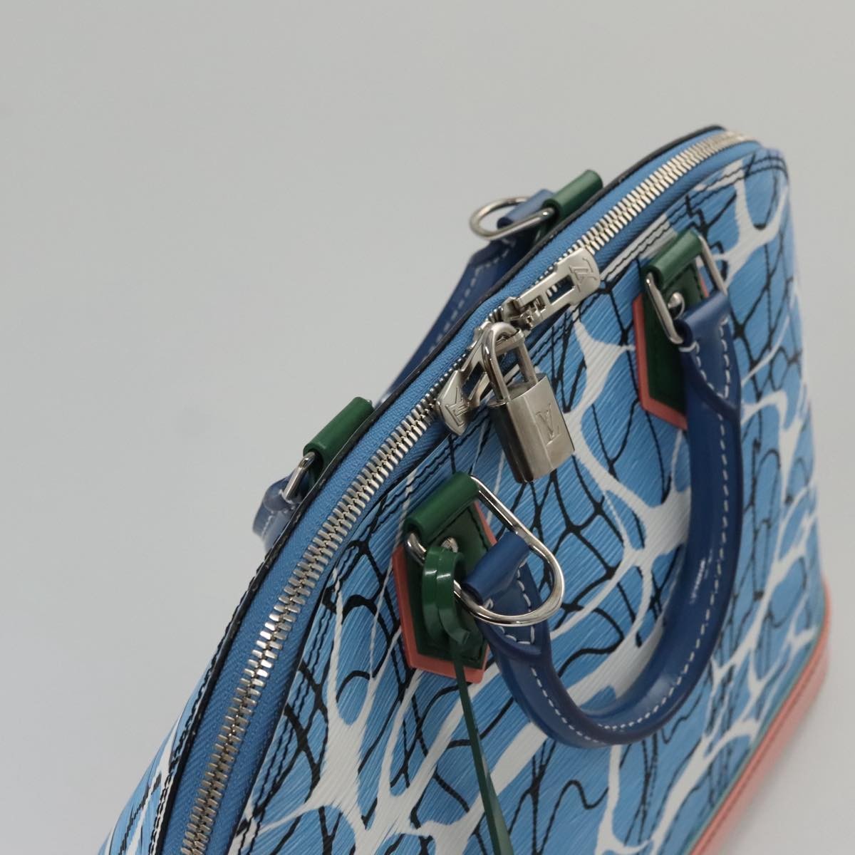 Louis Vuitton Alma Handbag Limited Edition Print Epi Leather, Blue, Leather, Handbag
