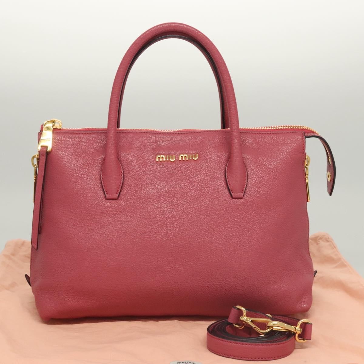 Miu Miu Convertible Madras Side Zip Satchel Grainy Leather, PINK, LEATHER, Handbag