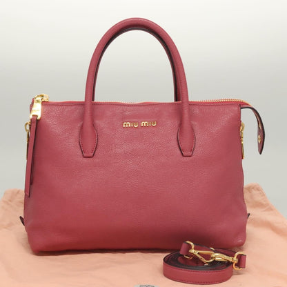 Miu Miu Convertible Madras Side Zip Satchel Grainy Leather, PINK, LEATHER, Handbag