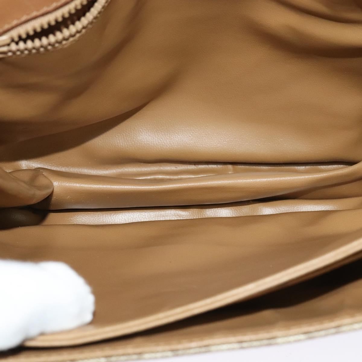 Celine Vintage Macadam Shoulder Bag Canvas and Leather, Beige, Canvas, Handbag
