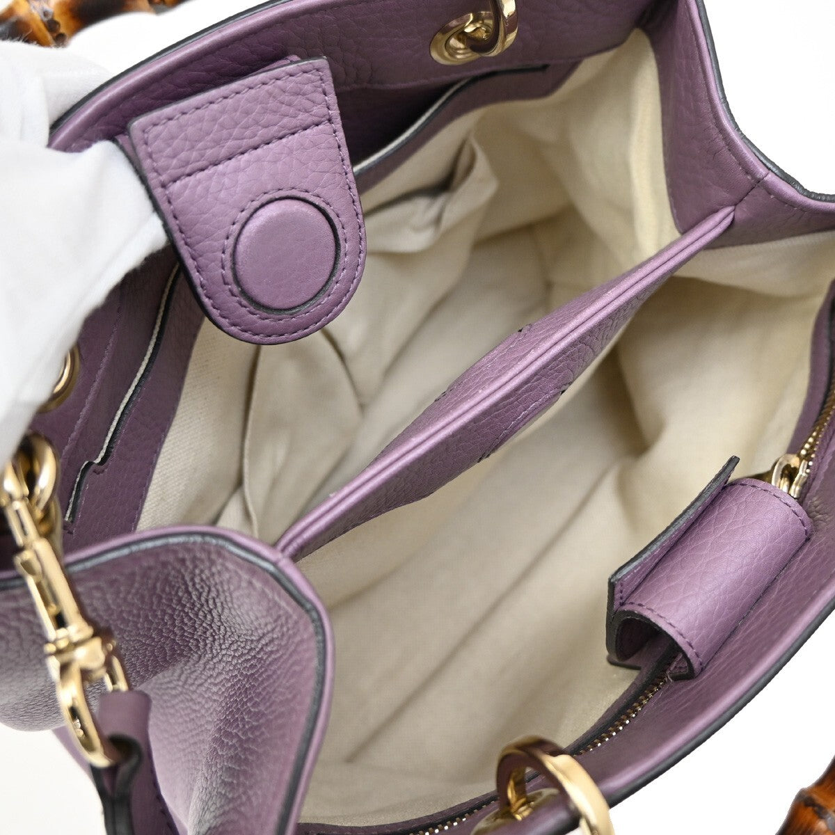 Gucci Bamboo shopper bag Leather, PURPLE, LEATHER, Tote bag