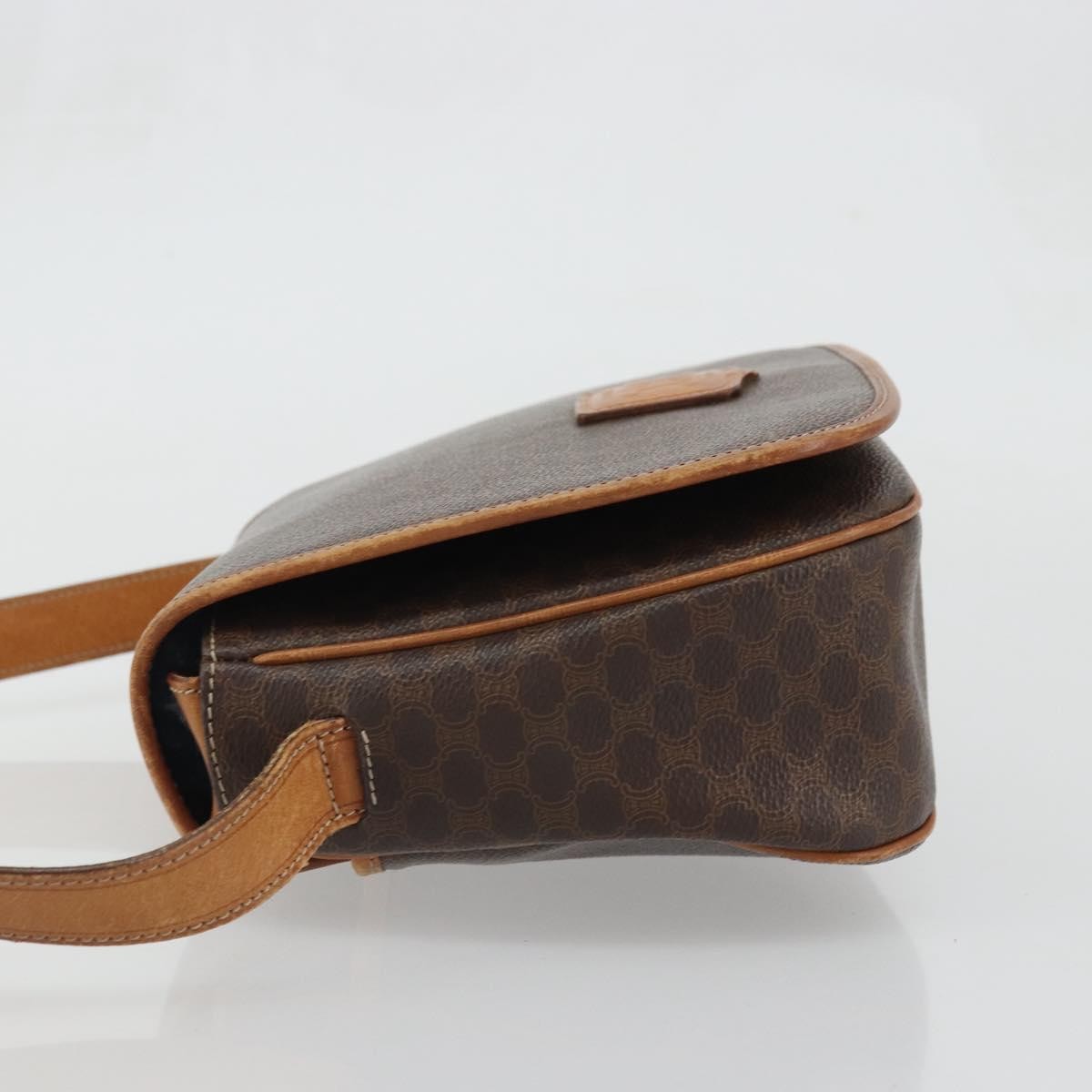 Celine Vintage Macadam Shoulder Bag Canvas and Leather, Brown, Canvas, Shoulder Bag