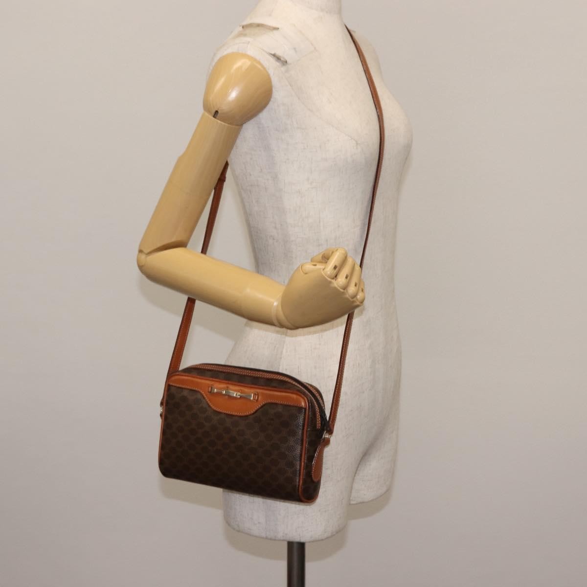 Celine Macadam Shoulder Bag PVC Leather, BROWN, CANVAS, Shoulder bag