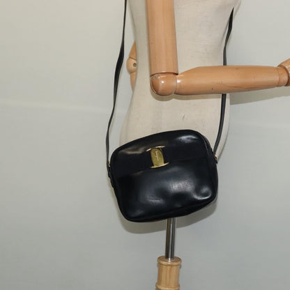 Salvatore Ferragamo Vala Shoulder Bag Leather, NAVY, LEATHER, Shoulder bag