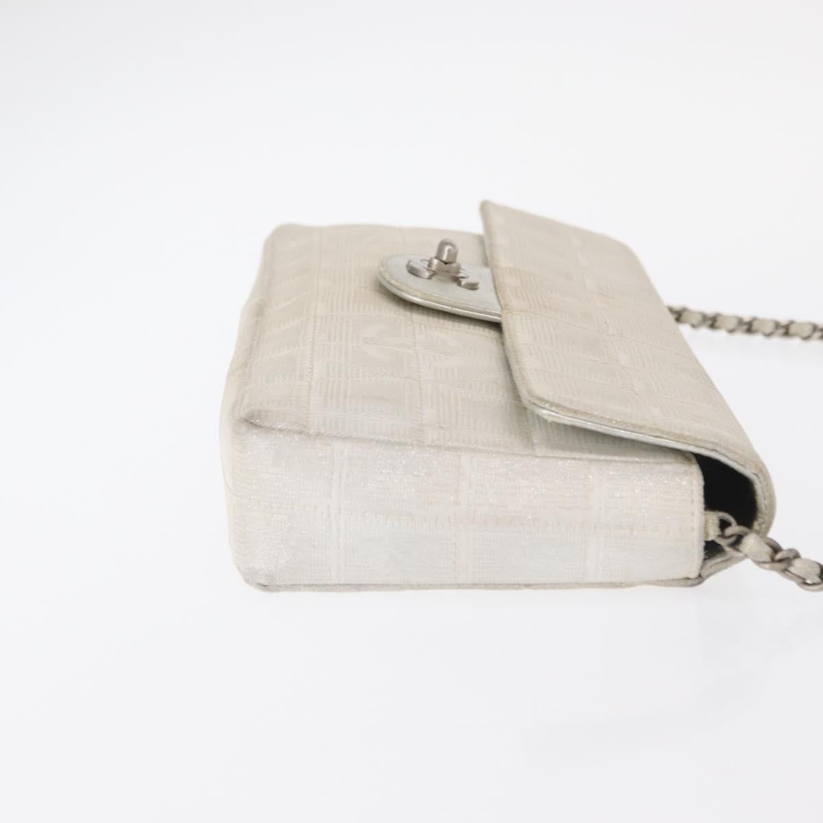 Chanel Travel Line Flap Bag Canvas, SILVER, CANVAS, Shoulder bag