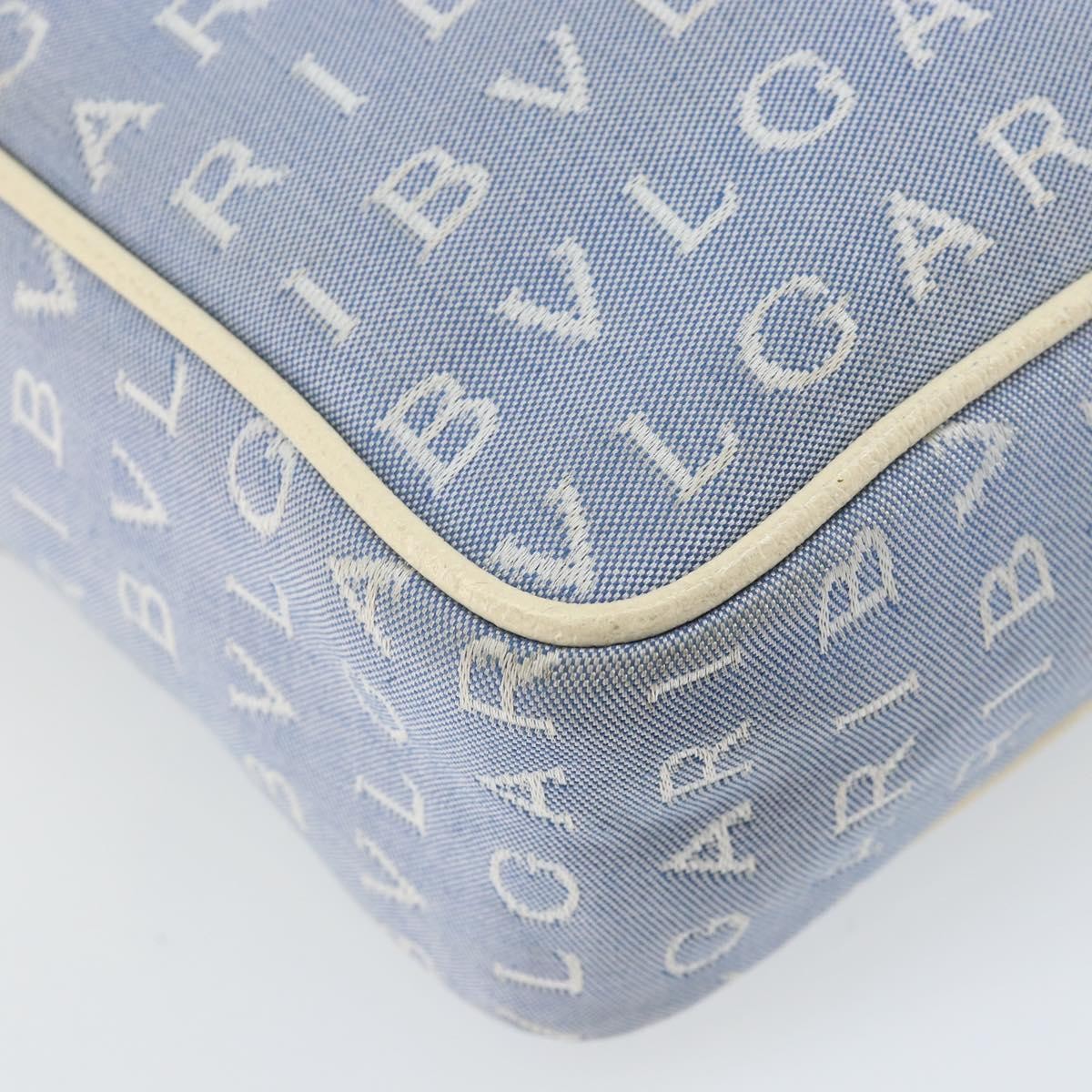 Bvlgari Logomania Shoulder Bag Canvas with Leather, BLUE, CANVAS, Shoulder bag
