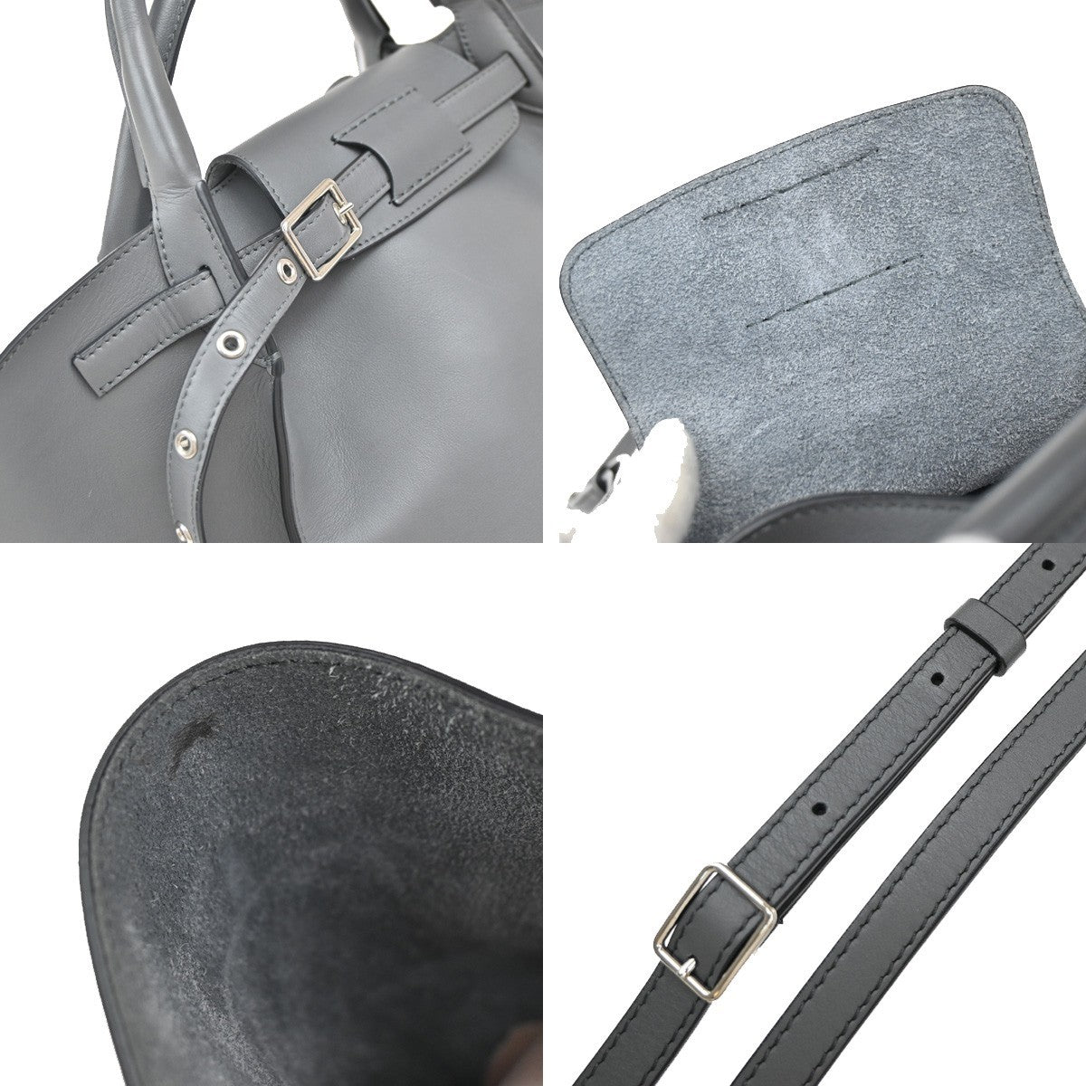 Celine Big Bag Smooth Leather, GRAY, LEATHER, Handbag
