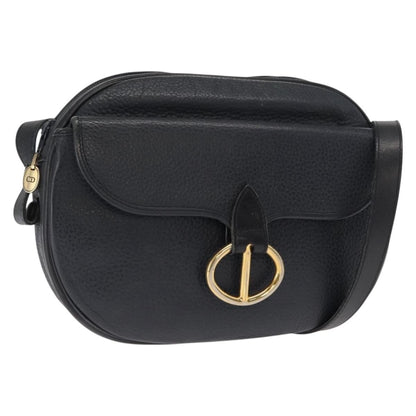 Christian Dior Vintage Shoulder Bag Leather, NAVY, LEATHER, Shoulder bag